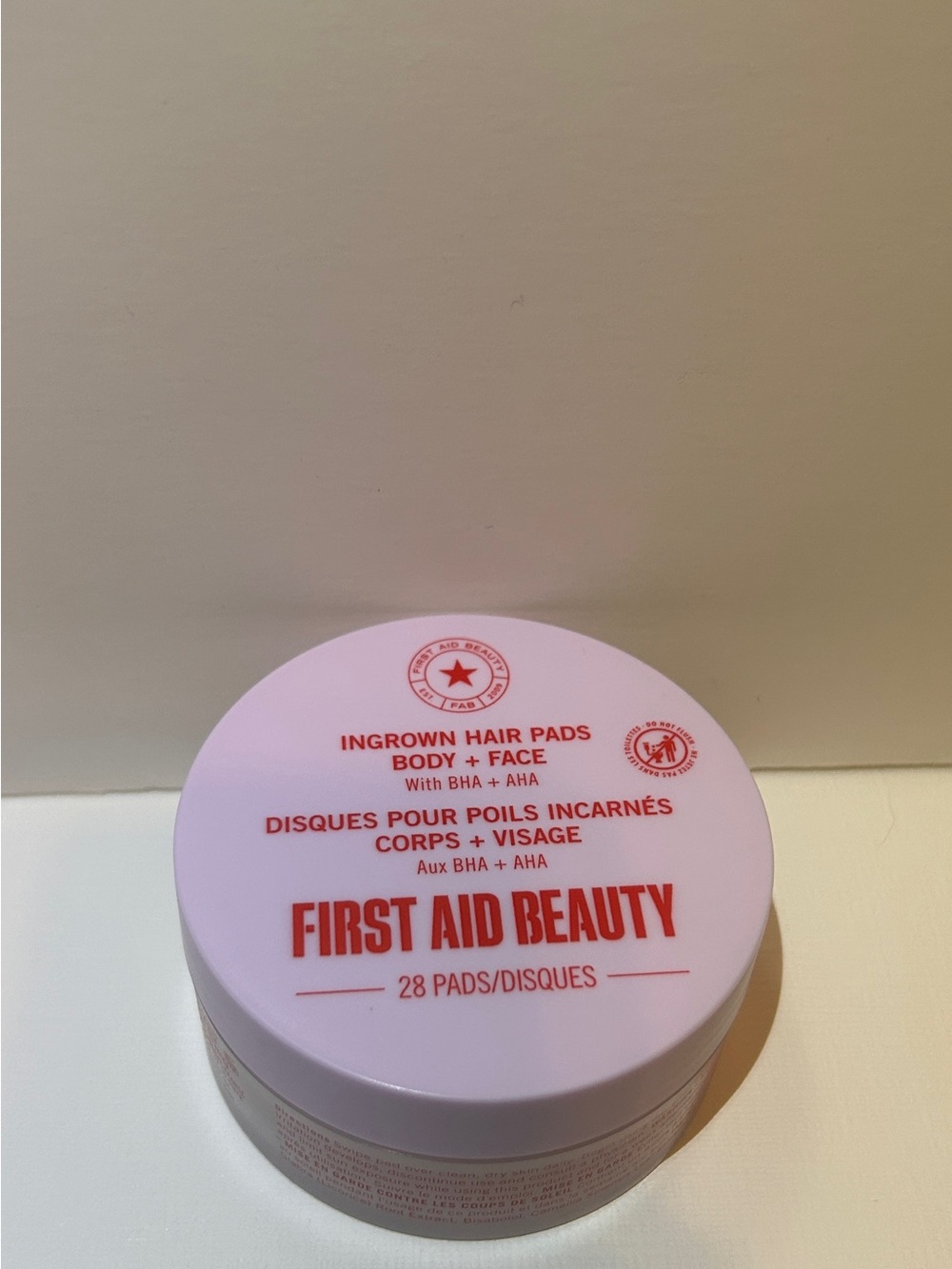 First Aid Beauty Pink Ingrown Hair Pads Jar for Body & Face Care